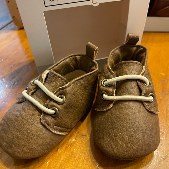 Sweet N Swag Kids Brown faux Leather-Look Soft Sole Shoes - Picture 2 of 5